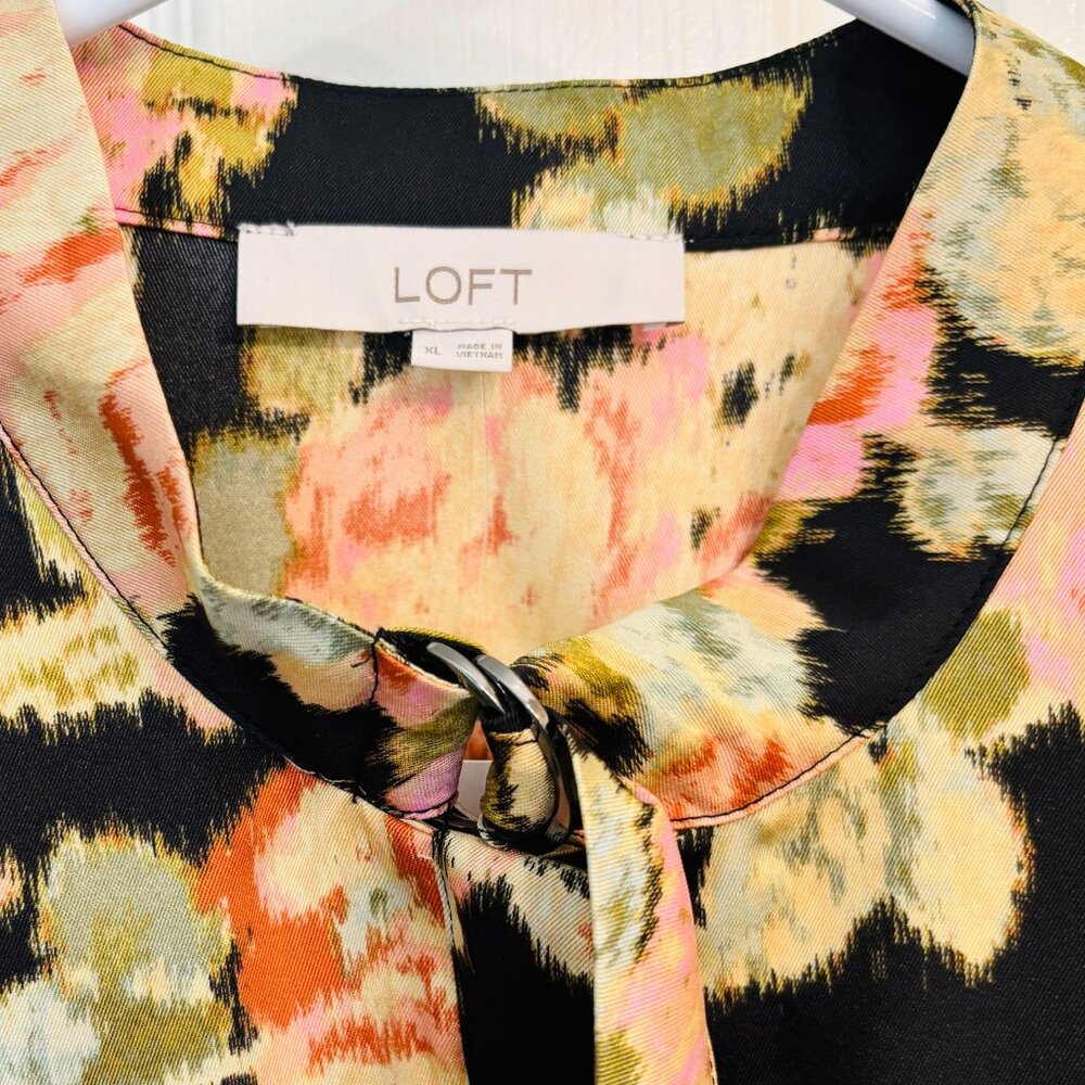 Loft Floral Black and Pink LS Blouse Women’s Size XL Style #140923 Floral NWT - Picture 5 of 9